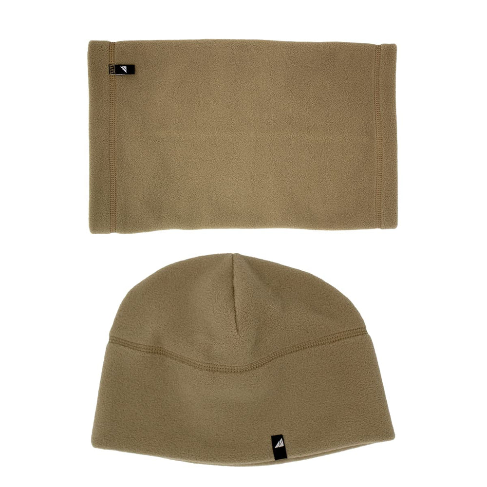 Arctic Gear cap and gaiter set in tan fleece for all-round winter warmth.