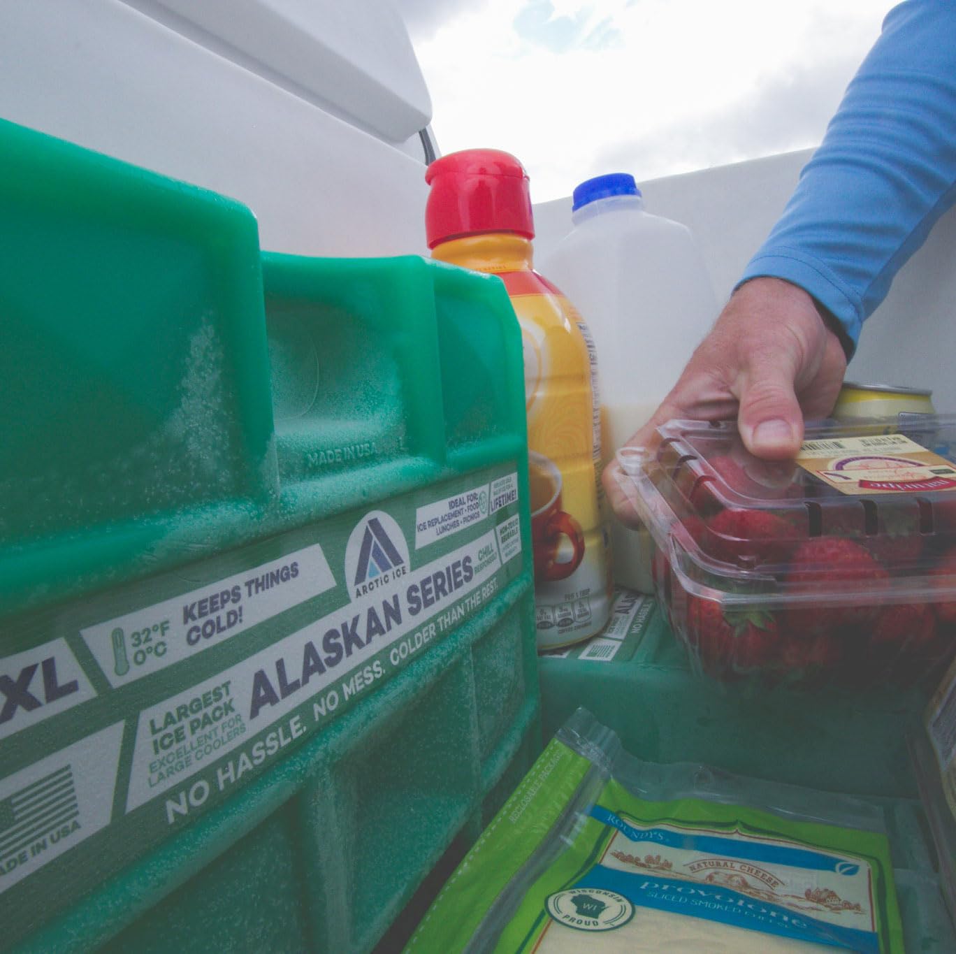 The Arctic Ice Alaskan pack helps keep ice longer than ice alone.