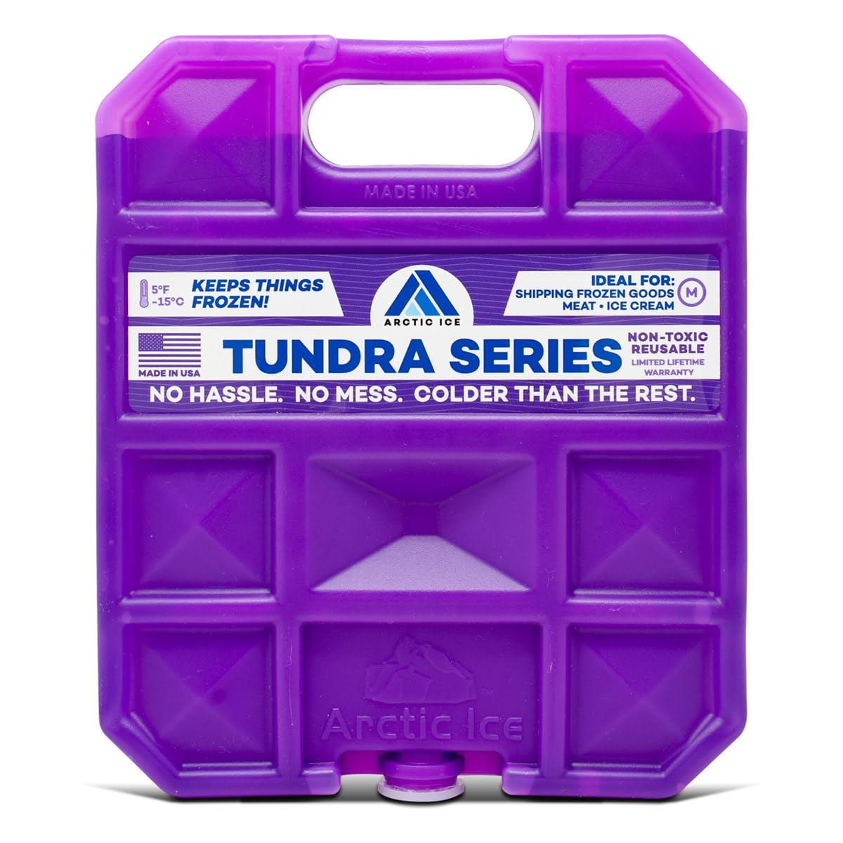 Arctic Ice Tundra Series purple medium 1.5 lb front view, showcasing compact cooling power.