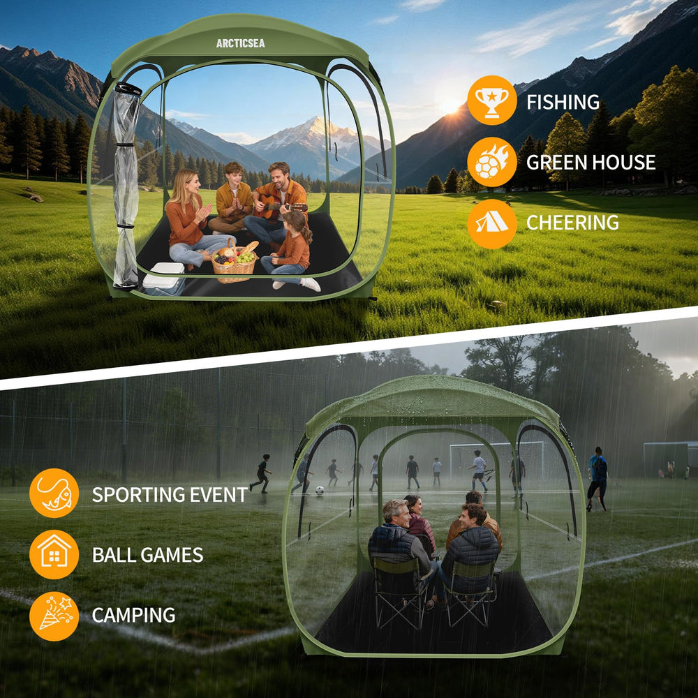 ARCTICSEA thickened PVC sports tent green rugby-outdoor setup for events.