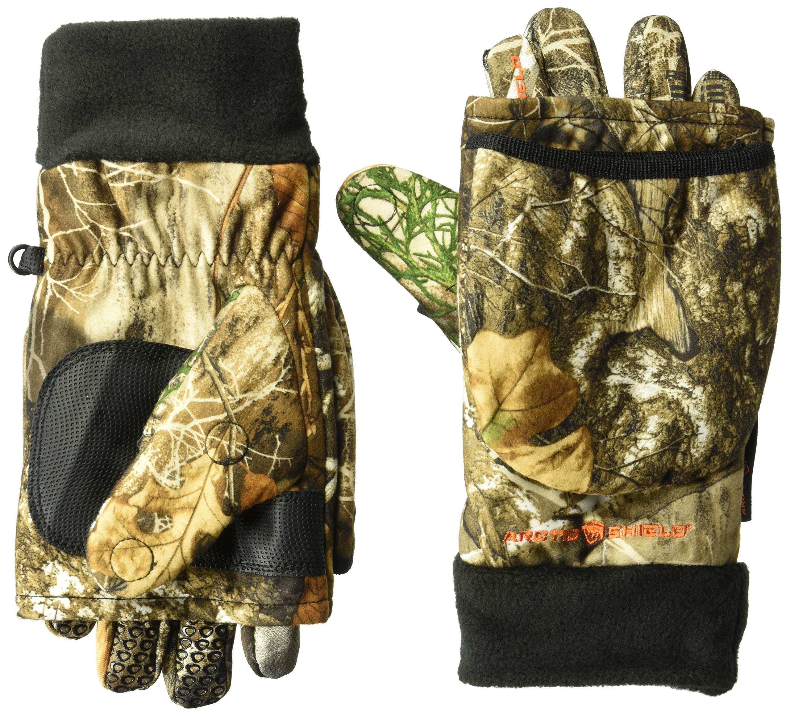ArcticShield Tech Finger System Glove in Realtree Edge with fold-back thumb for mitten versatility.