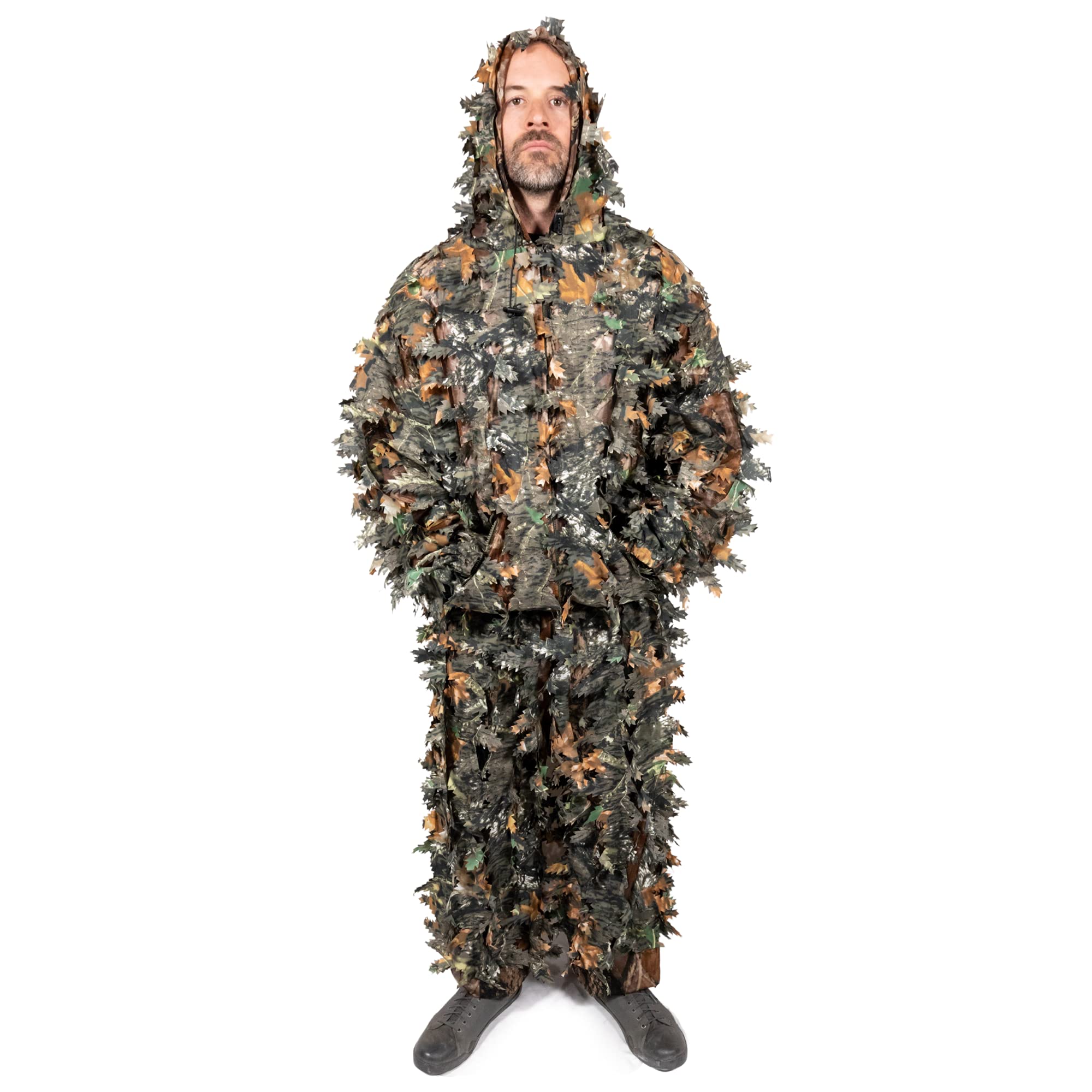 Arcturus 3D Leaf Ghillie Hooded Jacket enhances concealment in woodland terrain.