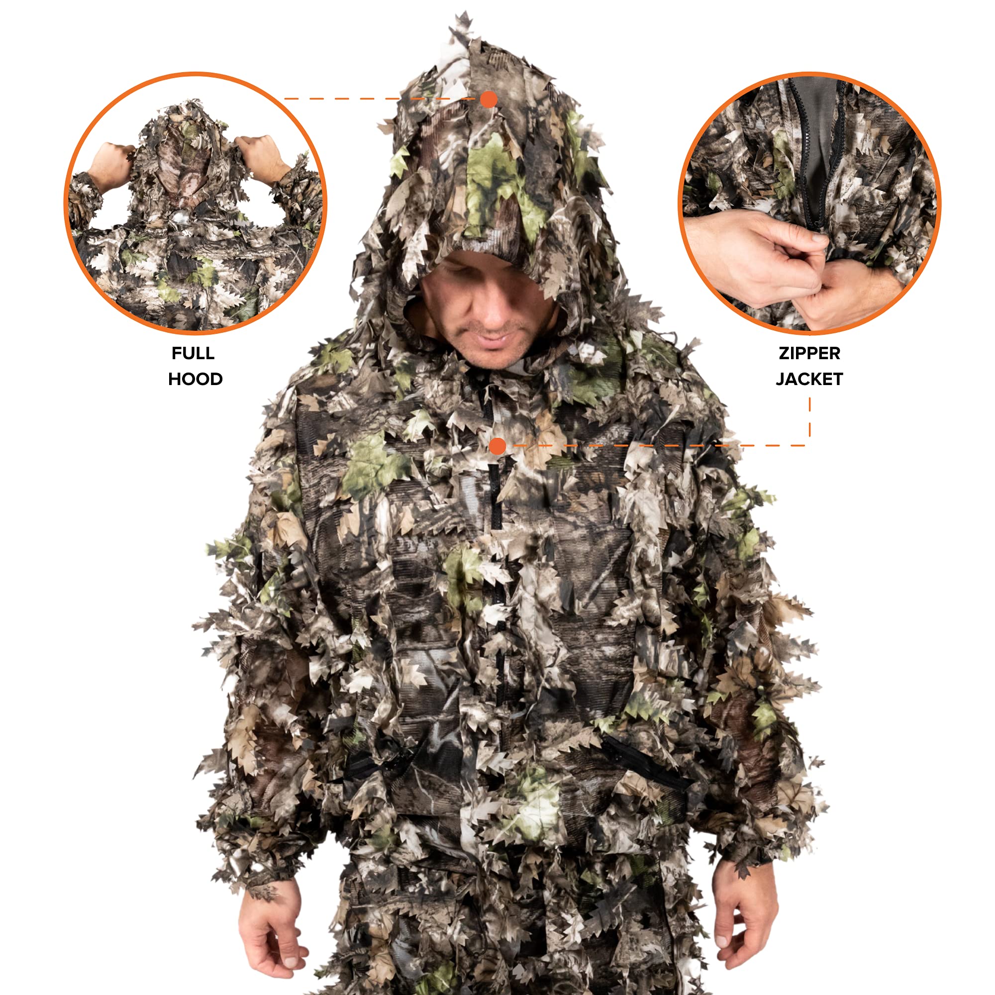 Arcturus 3D Leaf Ghillie Suit close-up of 3D laser-cut leaves highlighting durable finish