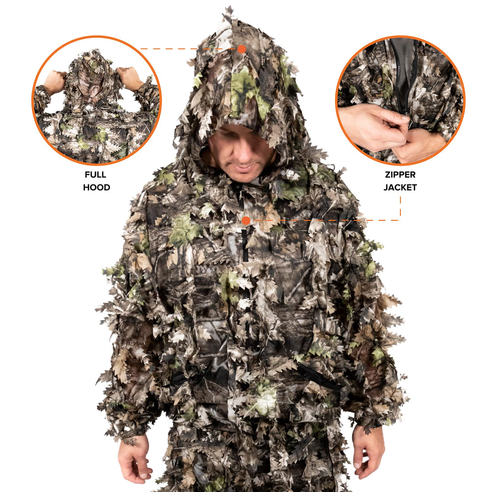 Arcturus 3D Leaf Ghillie Suit close-up of 3D laser-cut leaves highlighting durable finish