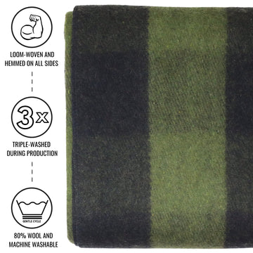 Arcturus Backwoods Wool Blanket rolled for camping, delivering thick warmth and rugged durability.