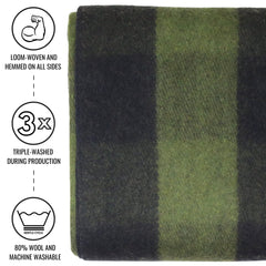 Arcturus Backwoods Wool Blanket rolled for camping, delivering thick warmth and rugged durability.