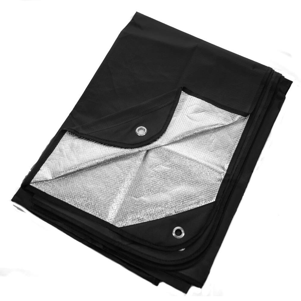 Arcturus insulated tarp folded neatly in its carry bag for portable storage.