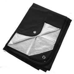 Arcturus insulated tarp folded neatly in its carry bag for portable storage.