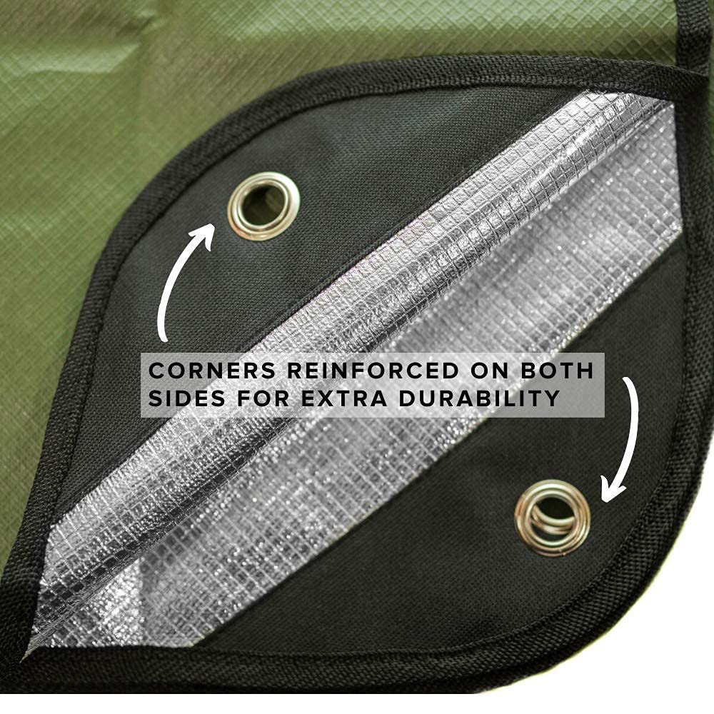 Arcturus insulated tarp with reflective surface for heat reflection in olive green.