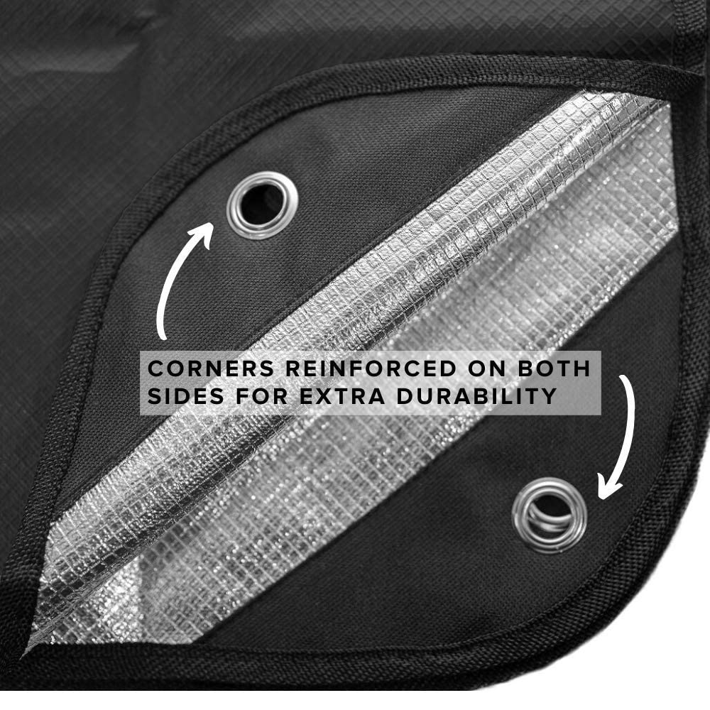 Arcturus insulated tarp reinforced grommets provide secure tie-downs.