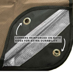 Arcturus insulated tarp reinforced-grommets provide secure anchor in wind.