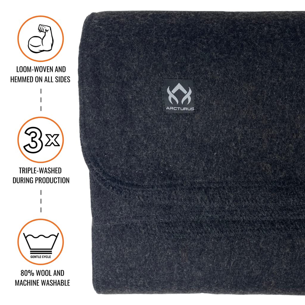 Arcturus Military Wool Blanket camping setup, ready for chilly nights under stars.