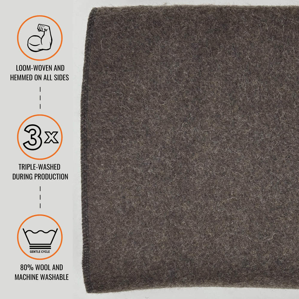 Arcturus Military Wool Blanket close-up shows soft wool fibers and durable weave.