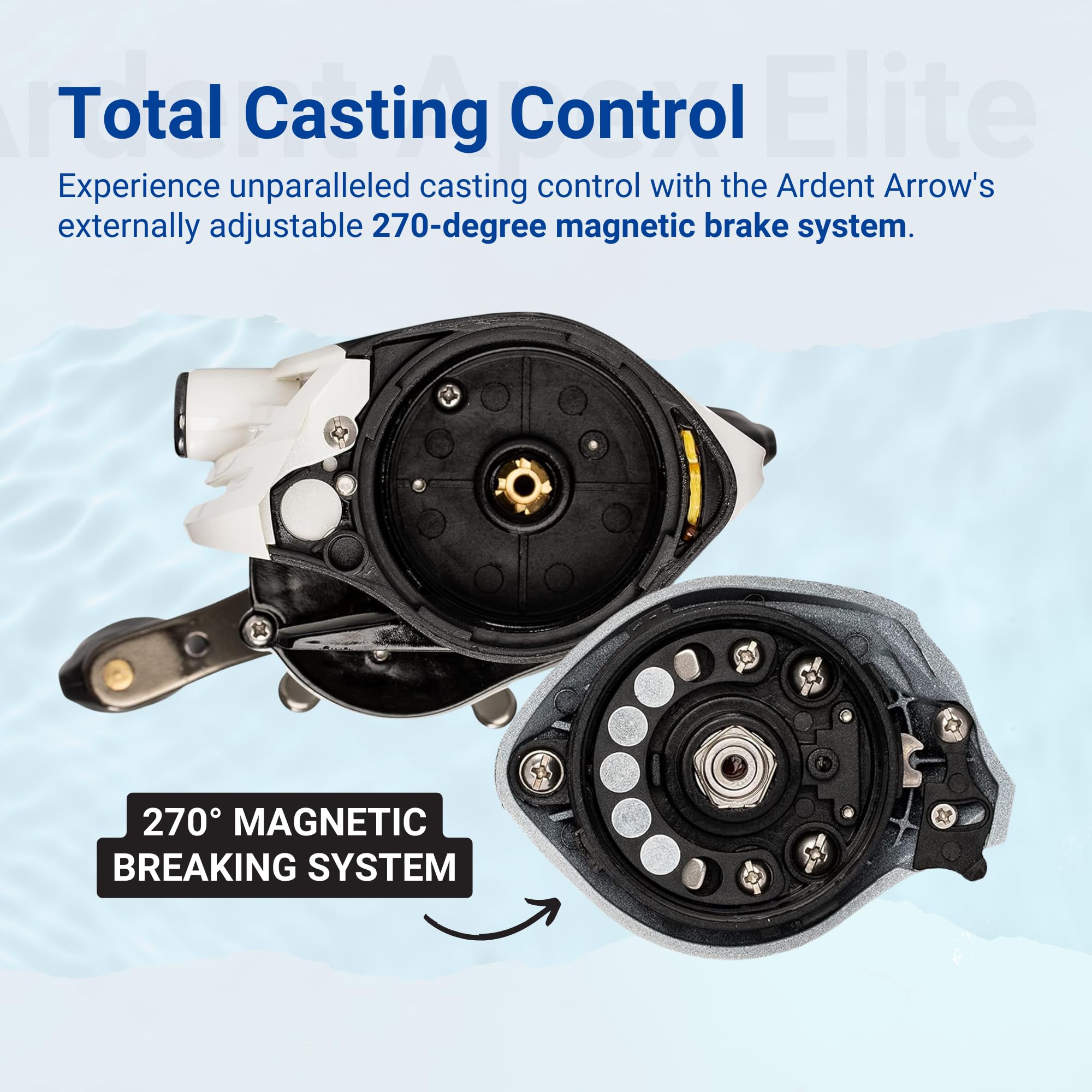 Ardent Arrow 7.0:1 gear ratio enables fast retrieves on tight cover.