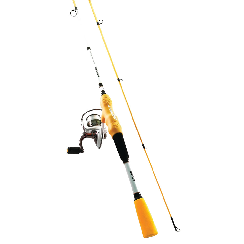 Close-up of the orange 2000-size reel on the Ardent Primo Comfort Grip combo