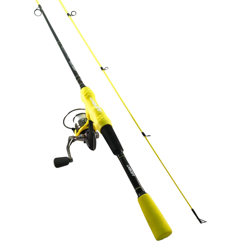 Ardent Primo Comfort Grip fishing rod and reel combo in yellow – front view