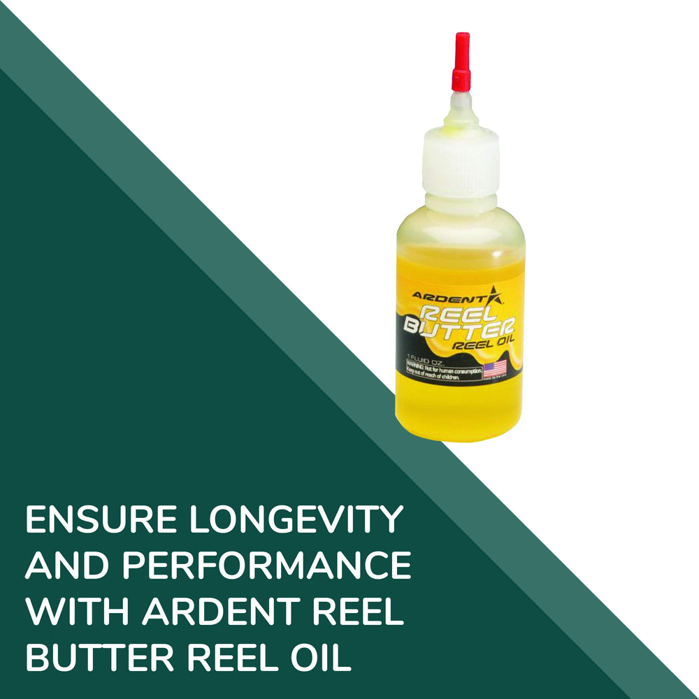 Ardent Reel Butter Oil low viscosity aids quiet operation on moving parts.