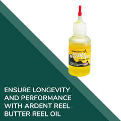 Ardent Reel Butter Oil low viscosity aids quiet operation on moving parts.
