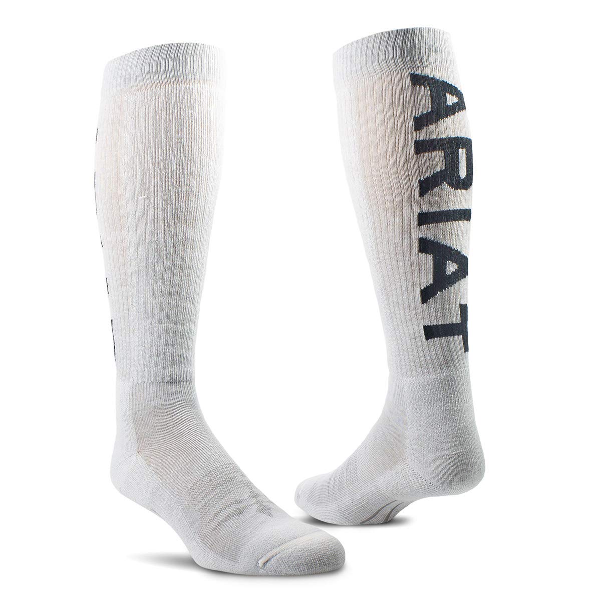ARIAT arch-support mid-calf socks in grey for all-day comfort in western boots.