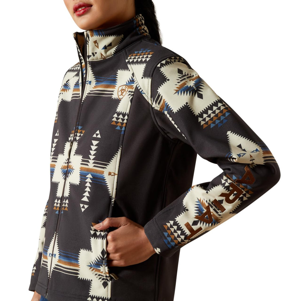ARIAT Women Logo Softshell Jacket microfleece backing for warmth without bulk.