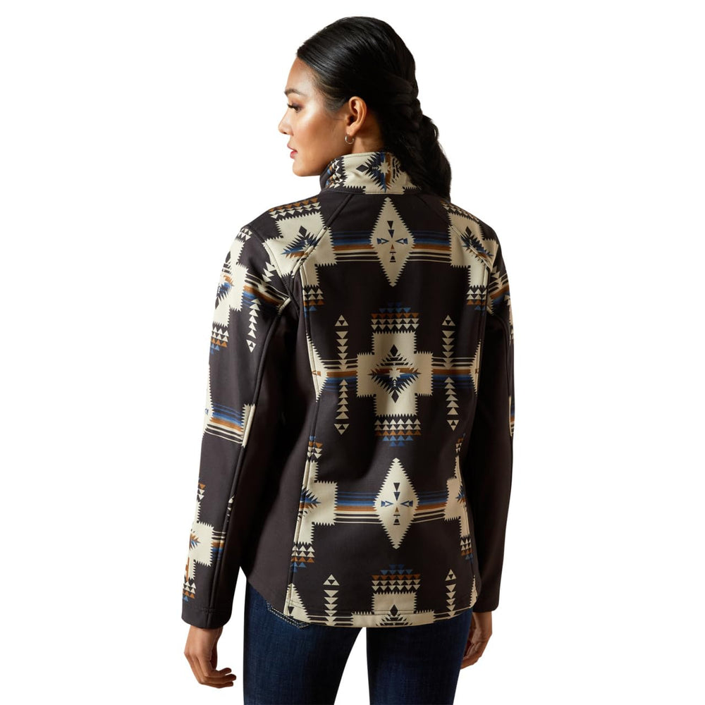 ARIAT Women Logo Softshell Jacket pocket detail showing secure zippered pockets.