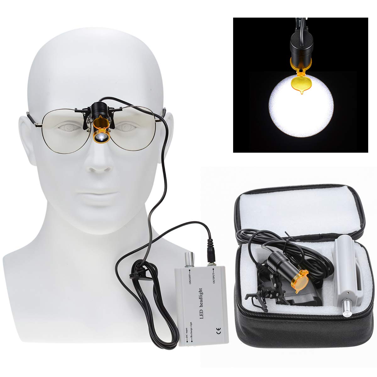 Aries Outlets headlamp near loupe work setup for close inspection