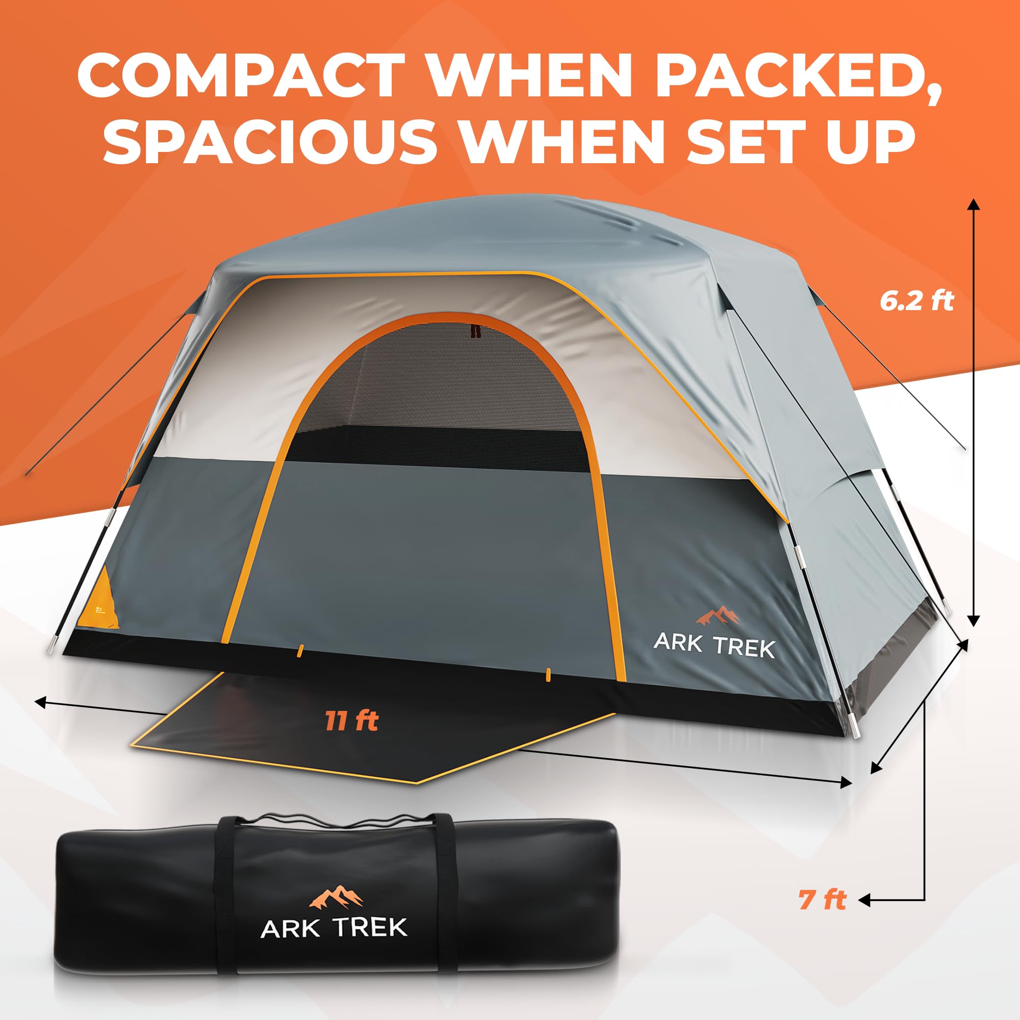 ArkTrek center hook supports lantern for bright evenings in camp.