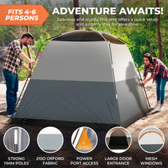 ArkTrek 6-person tent door offers easy access and clutter-free entry.