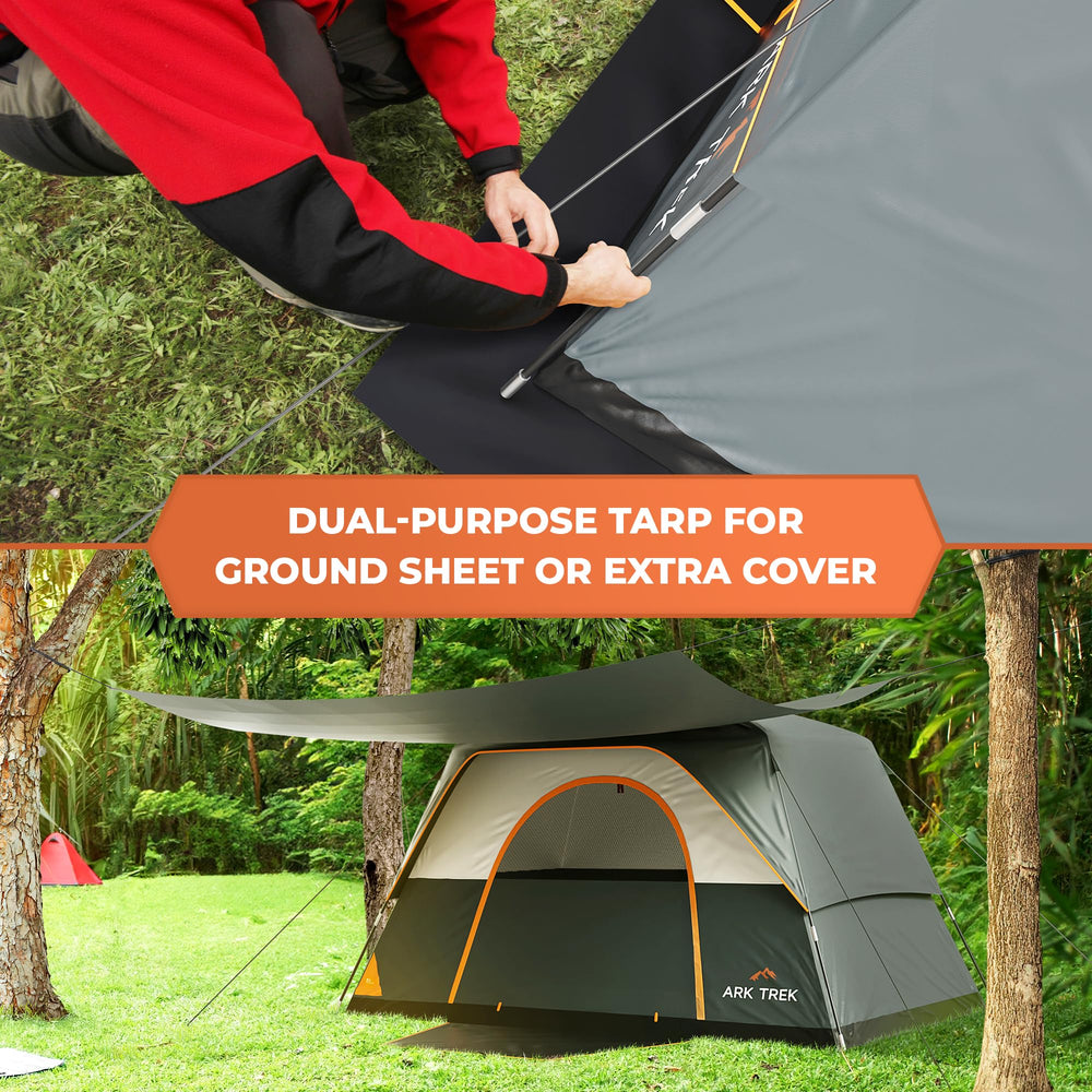 ArkTrek ground sheet keeps interior dry and protected from damp.