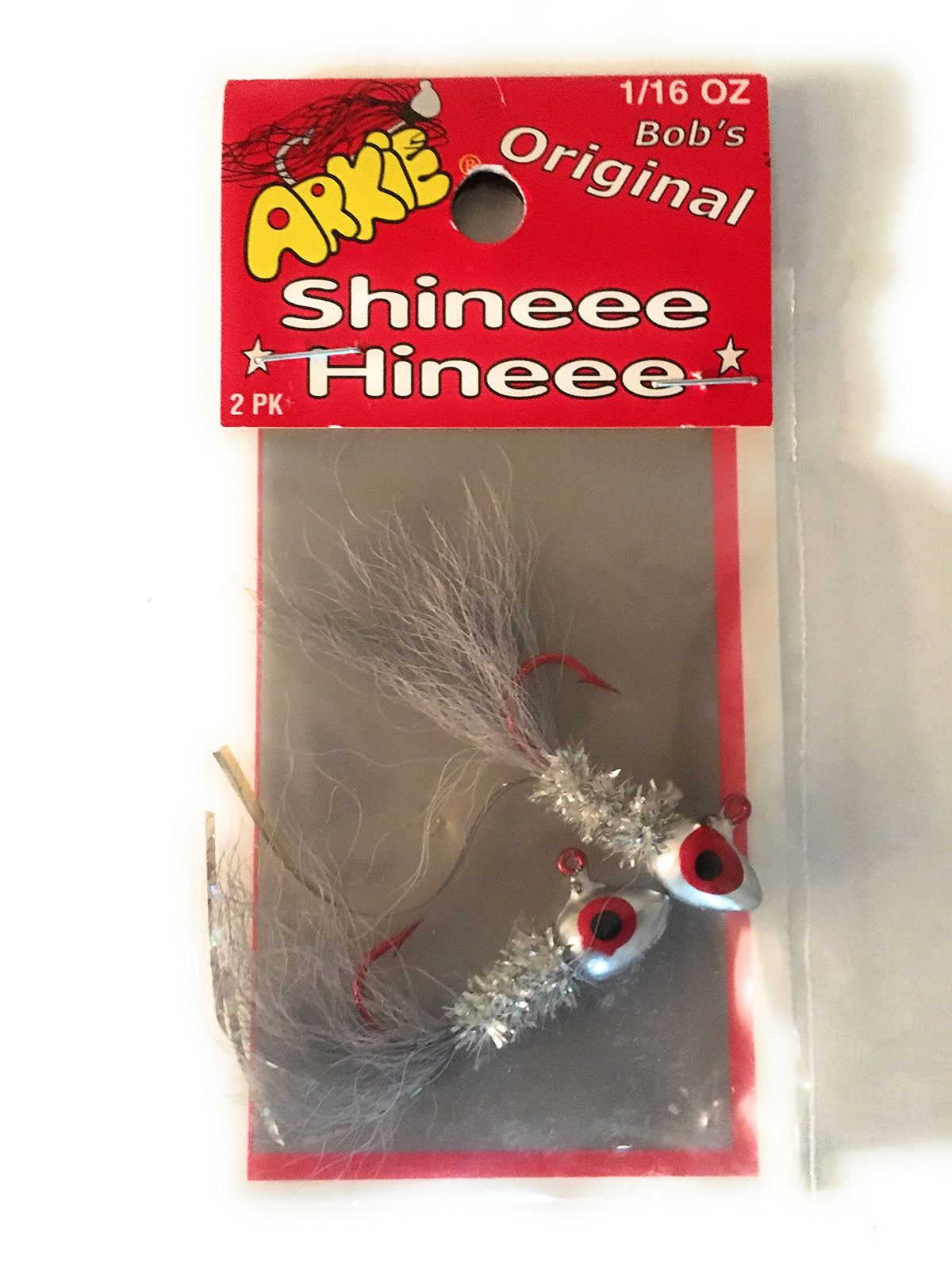 Arkie Lures BSH-116-1 Shineee Hineee Silver bass jig with bucktail for bass fishing.