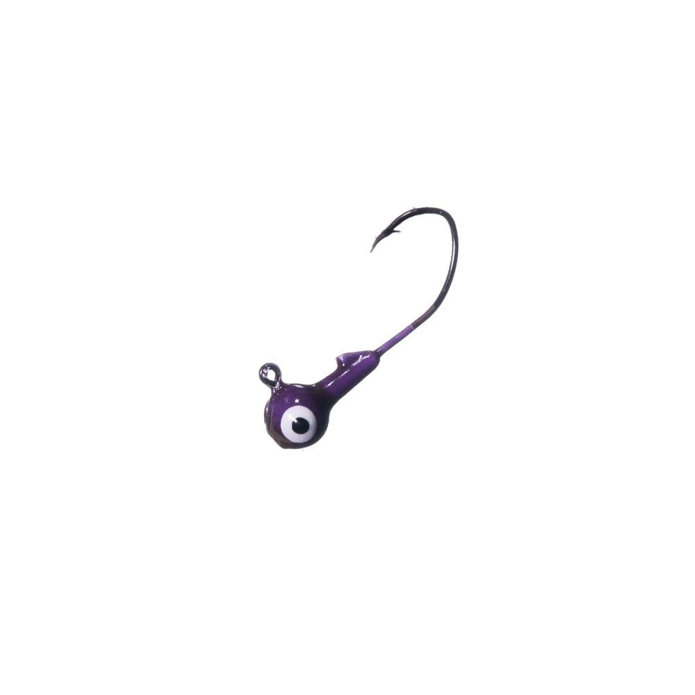 Arkie PSH-18-15 painted sickle-style jig head in purple for panfish jigging and easier hook straightening