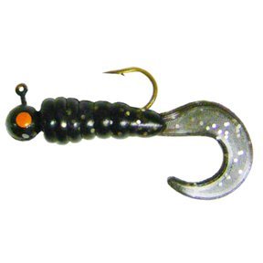 ARKIE RCT-116-5 rigged curl tail grub in black for bass jigging and cover-heavy waters