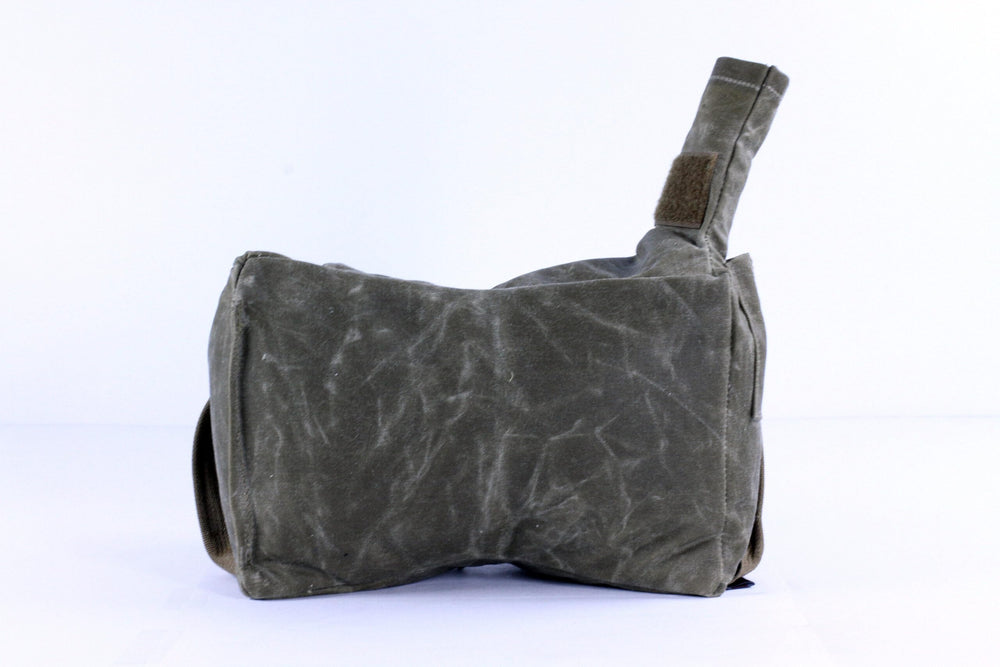 Armageddon Gear OG tan close-up illustrating rugged shooting bag details