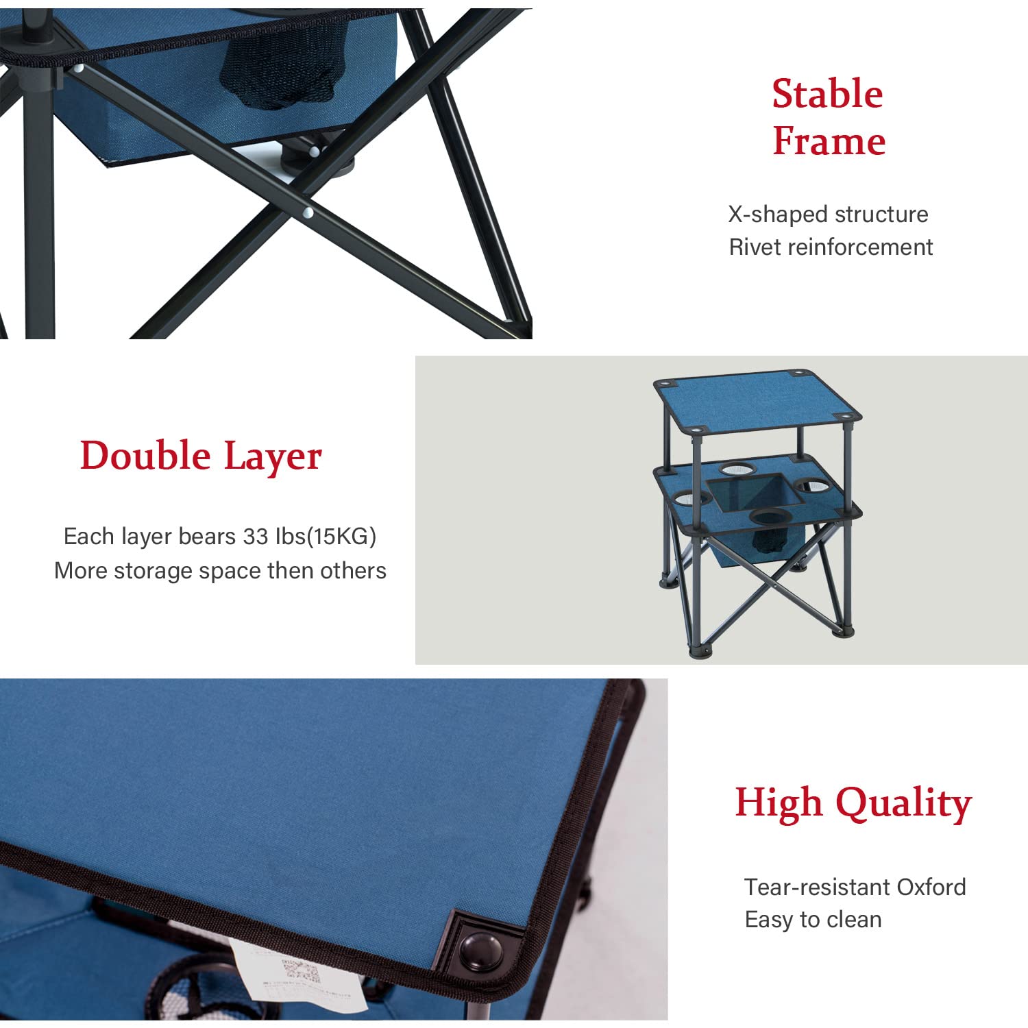 Armor Castle folding table on the beach demonstrates versatile outdoor use.