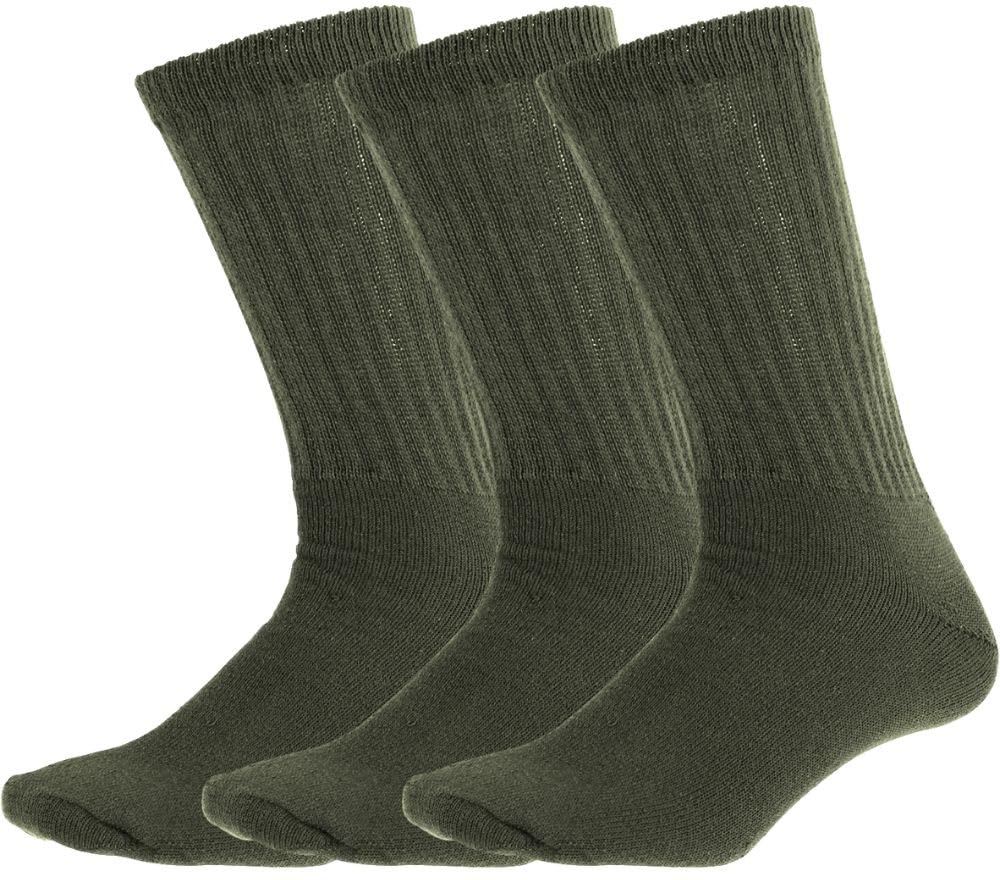 Army Universe athletic crew socks olive drab 3-pack, durable daily training wear.