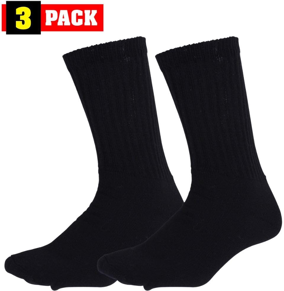 Army Universe athletic crew socks with secure non-slip ribbed top keep socks in place during workouts.