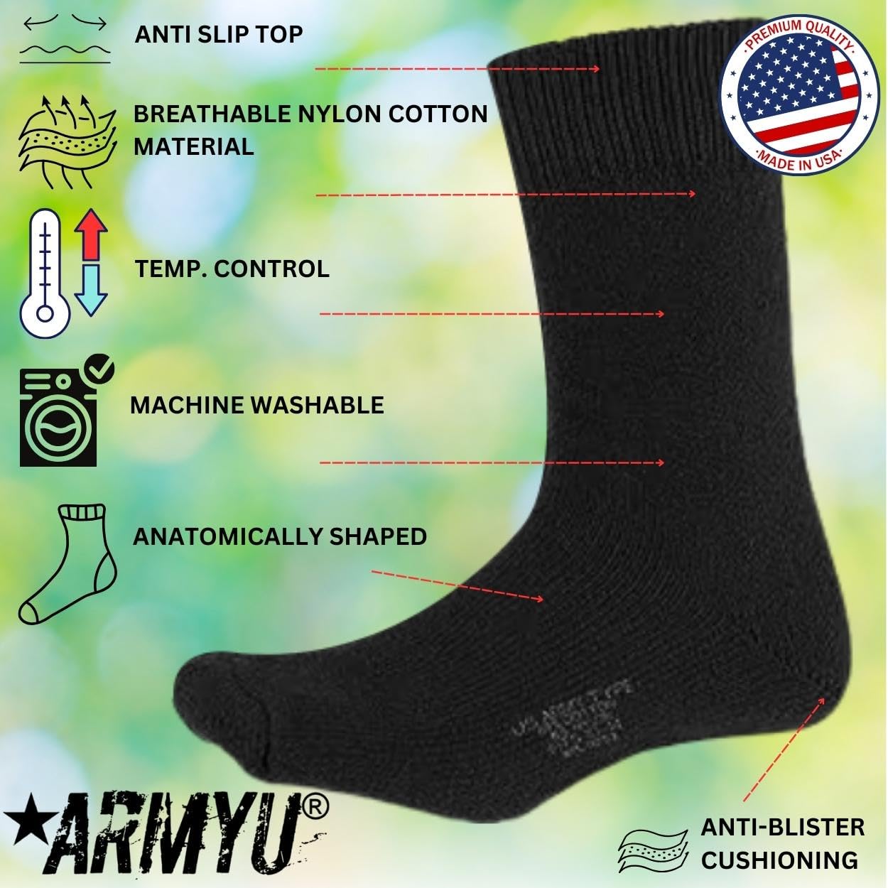 Thermal socks with cushioned sole shown during snowy hike