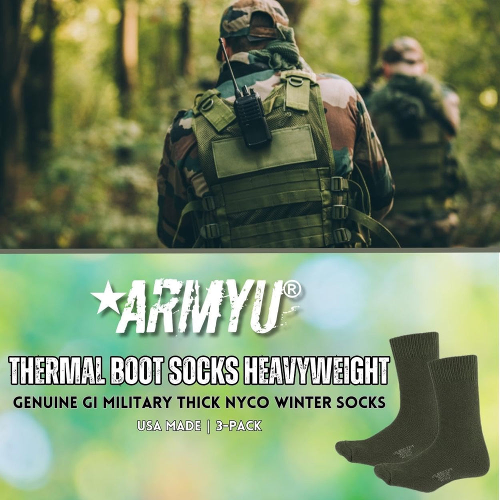 Army Universe USA-made thermal socks closeup highlights cushioned sole for all-day comfort