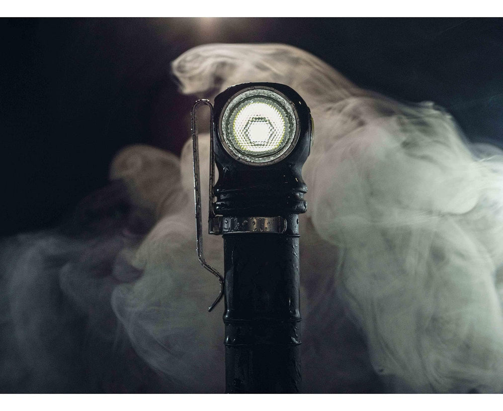 Armytek Wizard C2 Pro Max cycling setup demonstrating durable aluminum body for night rides.