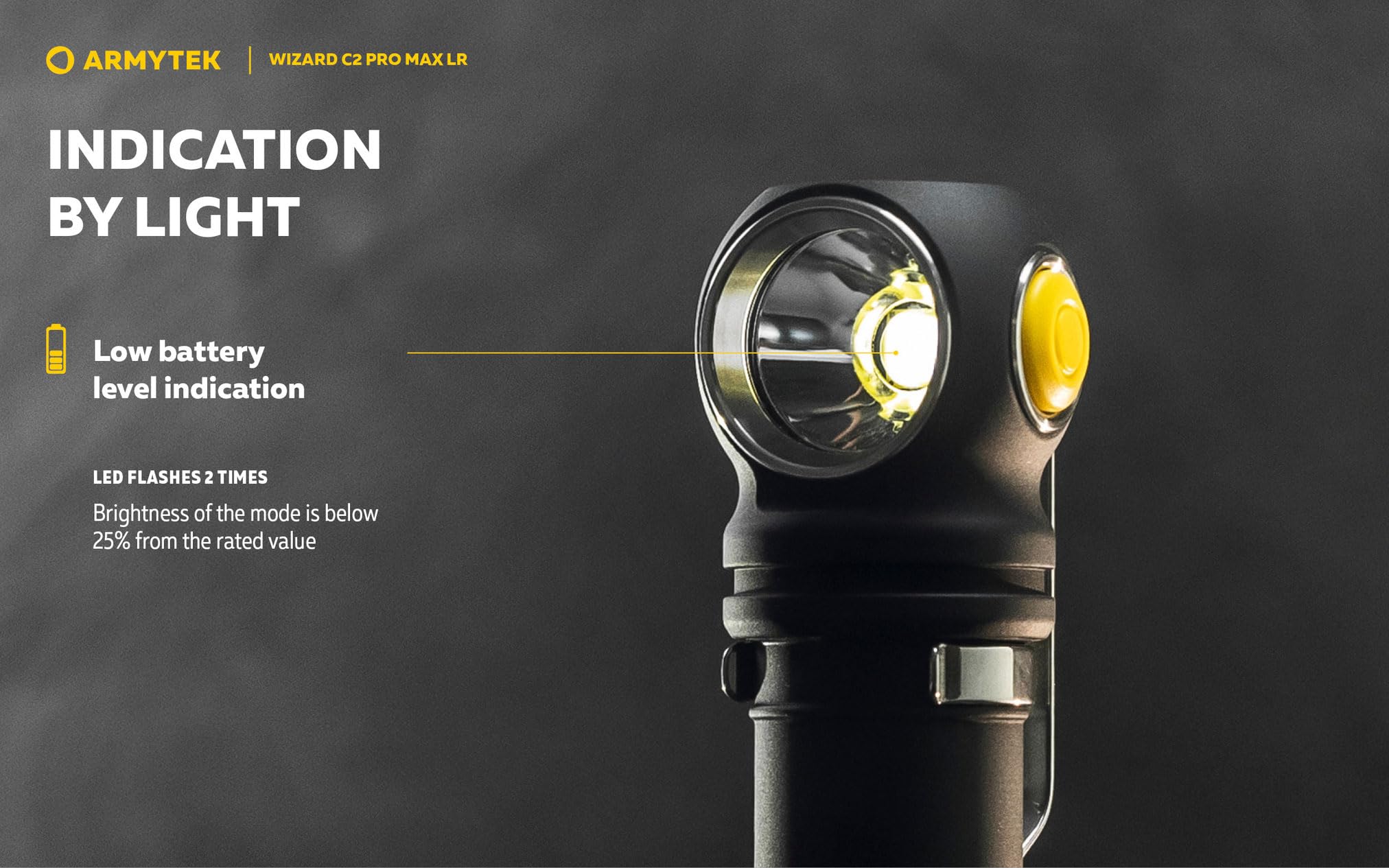 Armytek Wizard C2 Pro Max LR headlamp uses aircraft-grade aluminium for rugged durability.