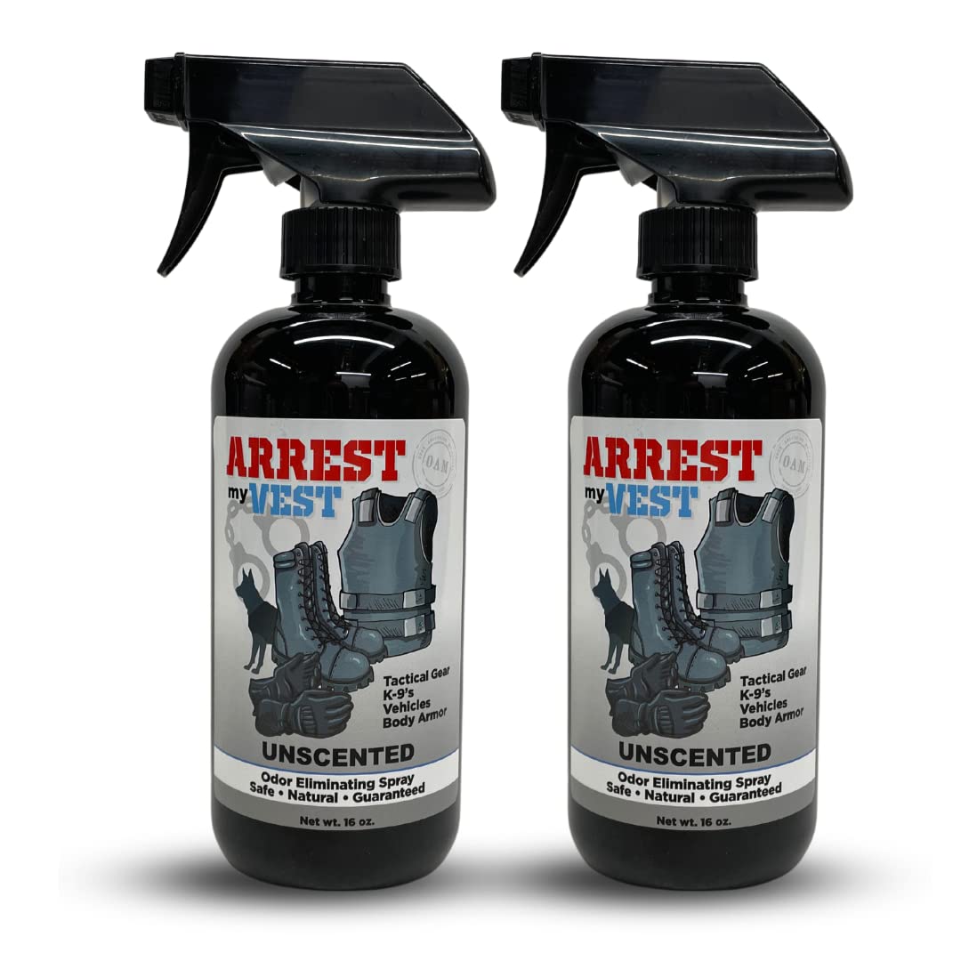 Arrest My Vest odor-eliminating spray bottle for body armor and gear.