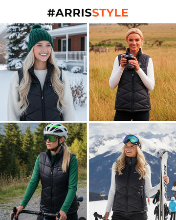 ARRIS 12V heated vest side view highlighting mobility-friendly design