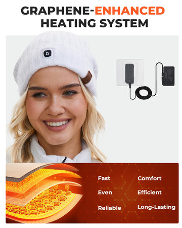 ARRIS heated beanie fleece-lined interior delivers soft warmth and comfort.