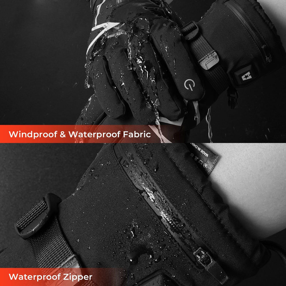 ARRIS heated gloves touchscreen control shows easy device use without removal.