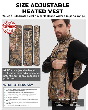ARRIS heated vest adjustable straps demonstrating size flexibility