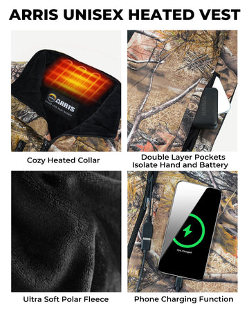 ARRIS heated vest in action during hiking showing mobility and warmth