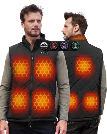 ARRIS men's quilted diamond heated vest front view for outdoor warmth