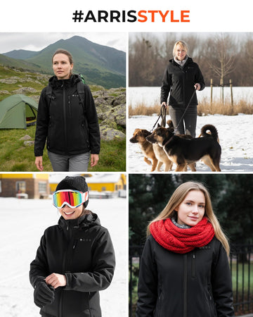 ARRIS heated jacket back view highlighting full back heating area for all-around comfort