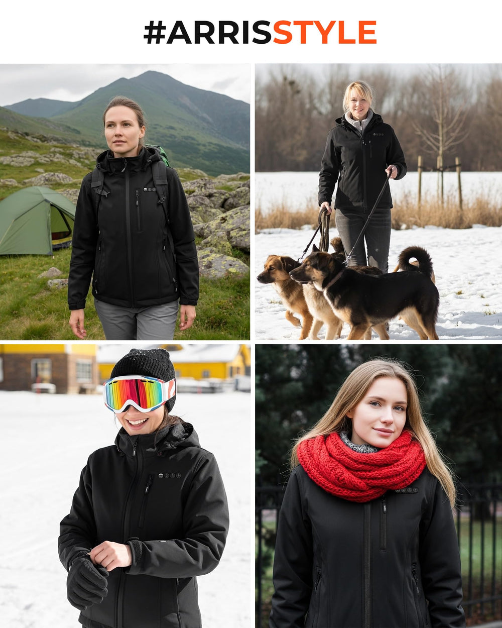 ARRIS heated jacket back view highlighting full back heating area for all-around comfort