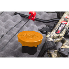 Rear view highlighting arrow rack, latches, and integrated handle